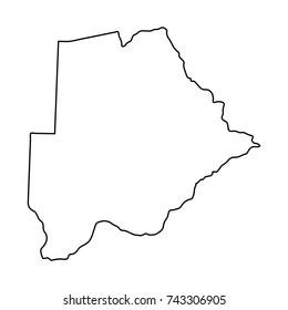 Botswana map of black contour curves of vector illustration