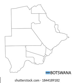 Mapa de Botswana, regiones esquemáticas detalladas en blanco y negro del país. Ilustración del vector