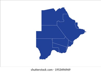 Botswana Map blue Color on White Backgound