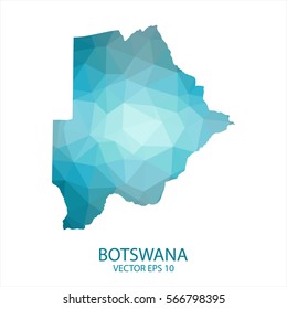 Botswana map - blue geometric rumpled triangular low poly style gradient graphic background , polygonal design for your . Vector illustration eps 10.