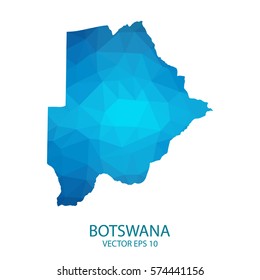 Botswana map - blue geometric rumpled triangular low poly style gradient graphic background , polygonal design for your . Vector illustration eps 10.