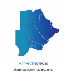 Botswana map, blue gradient color , infographic style , on white background with Map World. Wire frame 3D mesh , map 3D,
