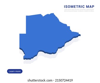 Botswana Karte blau einzeln auf weißem Hintergrund mit 3D-isometrischer Vektorgrafik.