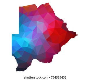 botswana map. Blue and Red polygonal shape vector illustration on white background. Vector illustration eps 10.