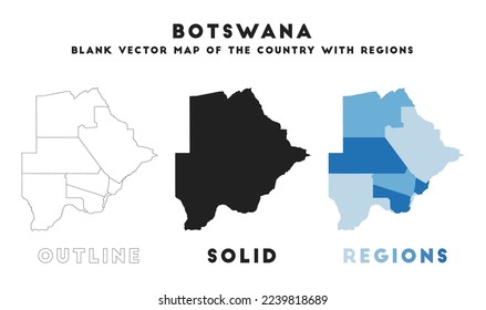 Botswana map. Borders of Botswana for your infographic. Vector country shape. Vector illustration.