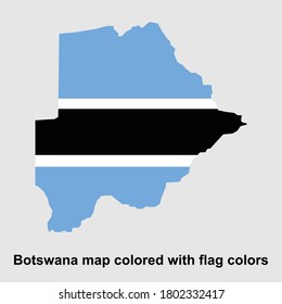 Botswana map colored with flag colors isolated vector illustration