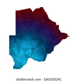 Botswana map - Colorful Polygonal map of Botswana rumpled triangular low poly style gradient graphic background , Vector illustration eps 10.