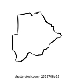 mapa de botswana com fronteiras de país, delineamento preto fino sobre fundo branco.