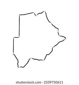 mapa de botswana com fronteiras de país, delineamento preto fino sobre fundo branco.