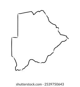 mapa de botswana com fronteiras de país, delineamento preto fino sobre fundo branco.