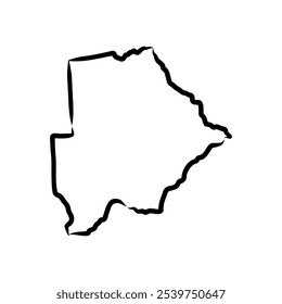 mapa de botswana com fronteiras de país, delineamento preto fino sobre fundo branco.