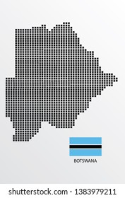Botswana map design square with flag Botswana.
