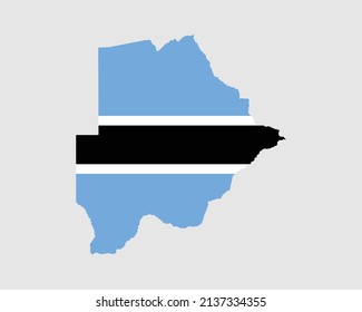 Botswana Map Flag. Map of Botswana with the Batswana country flag. Vector Illustration.