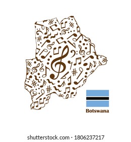 Botswana map flag made from music notes. 