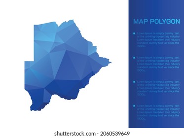 Botswana-Karte im geometrisch-blauen Polygonalstil, modernes Design auf weißem Hintergrund. Vektorgrafik im geometrisch-blauen Polygonstil, modernes Design auf weißem Hintergrund. Vektorgrafik.