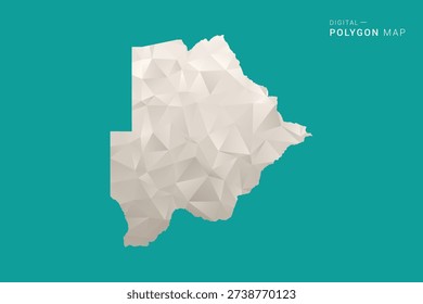 Botswana Map - Green and Gray Polygon Vector Illustration, Low Poly Geometric Design with Clean Minimal Style on Solid Background for Infographic Use.