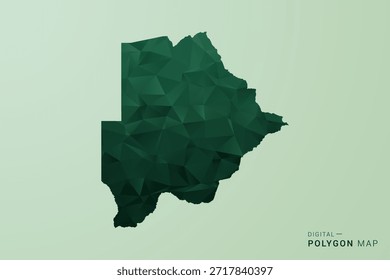Botswana Map - Green Polygon Style Vector Illustration, Low Poly Geometric Design with Clean Silhouette on soft green Background.