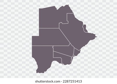 Botswana Map Grey Color on White Background quality files Png