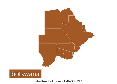botswana map High Detailed on white background. Abstract design vector illustration eps 10. Orange color.