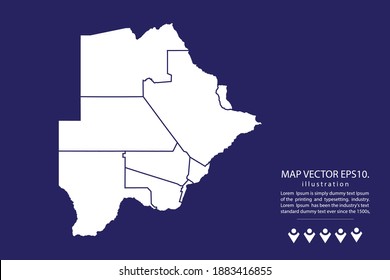 Botswana map High Detailed on  blue background.