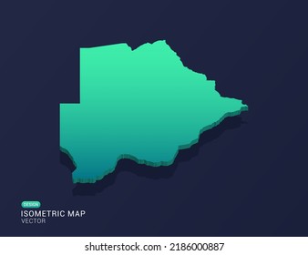 Mapa de Botsuana de ilustración vectorial de gradiente verde isométrico.