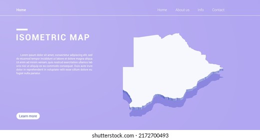 Botswana map of isometric purple vector illustration. Web banner layout template.