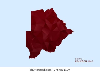 Botswana Map - Low poly polygon map in deep red gradient on light blue background, modern minimal geometric design, vector illustration with faceted triangulated style.