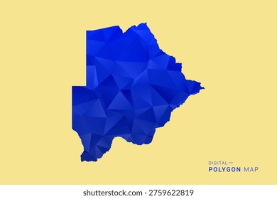 Botswana Map - Low poly polygon map in deep blue gradient on soft beige background, modern minimal geometric design, clean abstract vector illustration with faceted triangulated style.