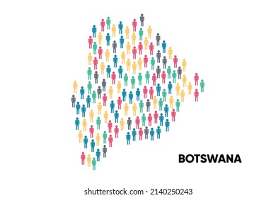 Botswana Map made by a group of people, Population. Globalization. People from different countries