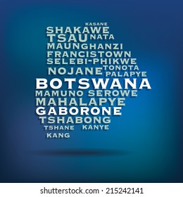 Botswana map made with name of cities - vector illustration