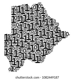 Botswana Map mosaic icon of zero and null digits in different sizes. Vector digital symbols are united into Botswana Map collage design concept.