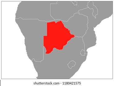 Botswana map on gray base 