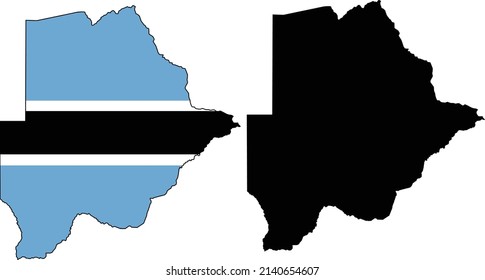 Botswana map on white background. Botswana country flag inside country border map. flat style.