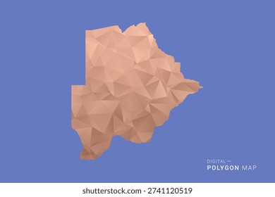 Botswana Map - Orange Polygon Vector Illustration on Deep Blue Background, Low Poly Geometric Design, Modern Abstract Country Silhouette for Infographics and Presentation Use.