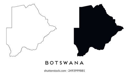 Botswana map outline and black silhouette vector