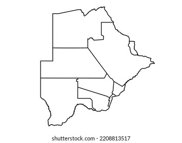 Botswana Kartenschatten in minimaler Linienführung dünne Form einzelne Vektorgrafik