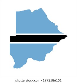 Botswana map silhouette with flag on white background