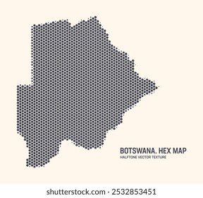 Padrão De Meio-Tom Hexagonal Do Vetor Do Mapa De Botswana Isolado No Plano De Fundo Claro. Textura Hex em forma de um mapa de Botsuana. Mapa do Contorno Tecnológico Moderno de Botsuana para Projetos de Design ou Negócios