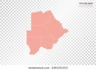 Botswana map vector orange color on transparent background.