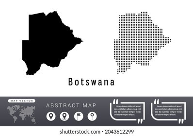 Botswana map vector set halftone dots black.