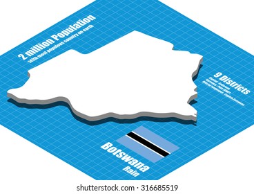 Botswana map vector three dimensional