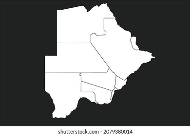 Botswana map White Color on black Background