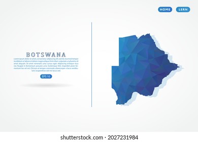 Botswana map - World Map International vector template with polygon blue color gradient isolated on white background for education, website, banner - Vector illustration eps 10