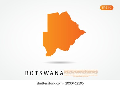Botswana Karte - Weltkarte Internationale Vektorvorlage mit orangefarbener Farbverlauf-Farbe einzeln auf weißem Hintergrund - Vektorgrafik eps10