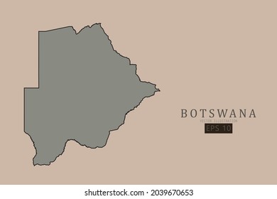 Mapa de Botsuana - Mapa Mundial Plantilla vectorial internacional con estilo clásico antiguo y color gris en el mapa aislado en fondo marrón - Ilustración vectorial eps 10 