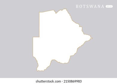 Botswana Map - World Map International vector template with white color and thin gold outline graphic sketch style isolated on grey background for infographic - Vector illustration eps 10