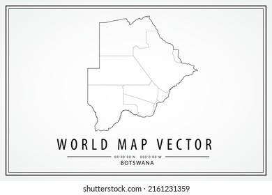 Mapa de Botsuana - Mapa Mundial Plantilla vectorial internacional con alto nivel de detalle delgado línea negra y contorno estilo de esbozo gráfico aislado en fondo blanco - Ilustraciones vectoriales 10