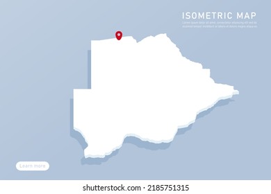 Botswana Map - World map International vector template with isometric style including shadow, white, blue color isolated on blue background for design, infographic - Vector illustration eps 10