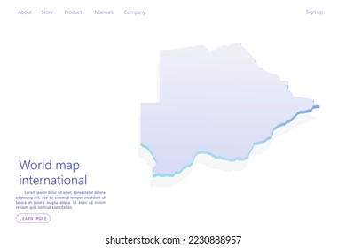 Botswana Map - World map International vector template with isometric style including shadow, purple and blue color isolated on white background for design, website - Vector illustration eps 10