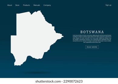 Mapa de Botsuana - Mapa mundial plantilla vectorial internacional con 3d color blanco sobre fondo de color azul oscuro y verde gradiente para el diseño de plantillas de sitio web, infografía - Ilustración vectorial eps 10